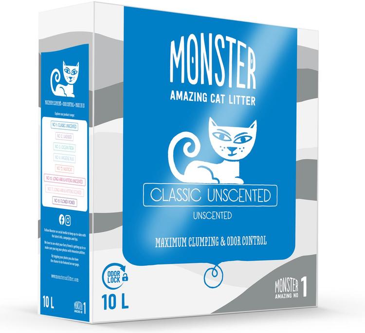 Monster kissanhiekka hajustamaton 10 L
