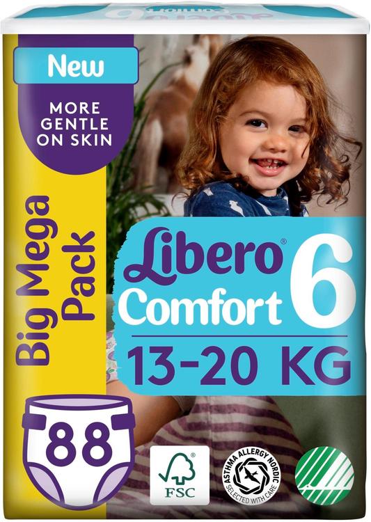 Libero Comfort teippivaippa koko 6, 13-20 kg, 88 kpl
