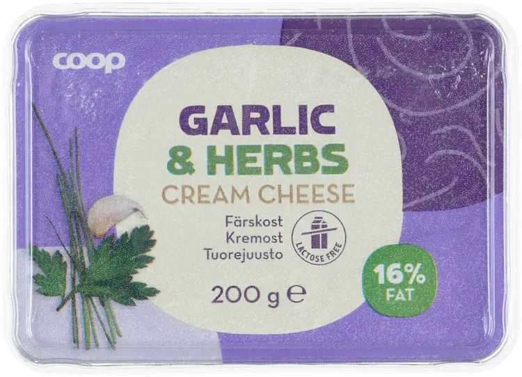 Coop Valkosipuli & yrtit tuorejuusto laktoositon 200 g