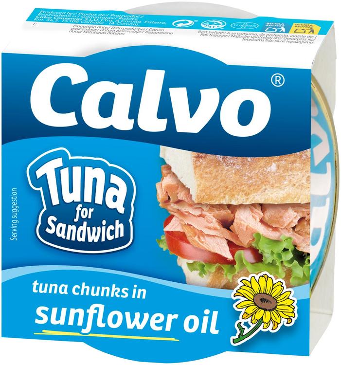 Calvo tuna for sandwich tuunikala tükid päevalilleõlis 142g