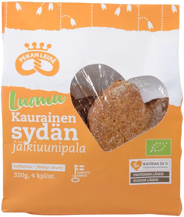 Pekan Leipä Luomu Kaurainen sydän jälkiuunipala 4kpl 320g