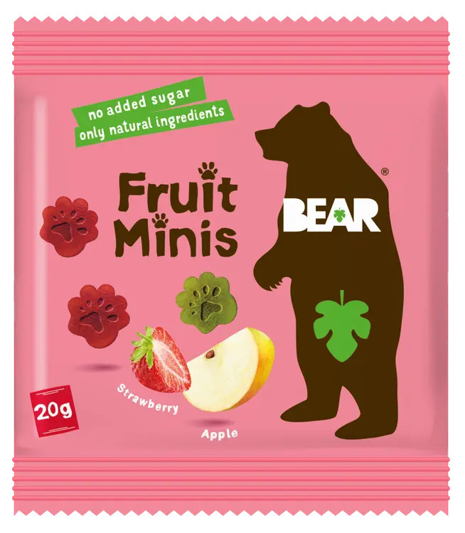 BEAR Fruit Minis Mansikka - Omena hedelmä- ja vihannespala 20g