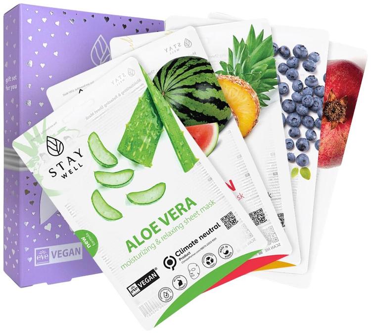 STAY Well Vegan Face Mask Set -kangasnaamiot 5 kpl
