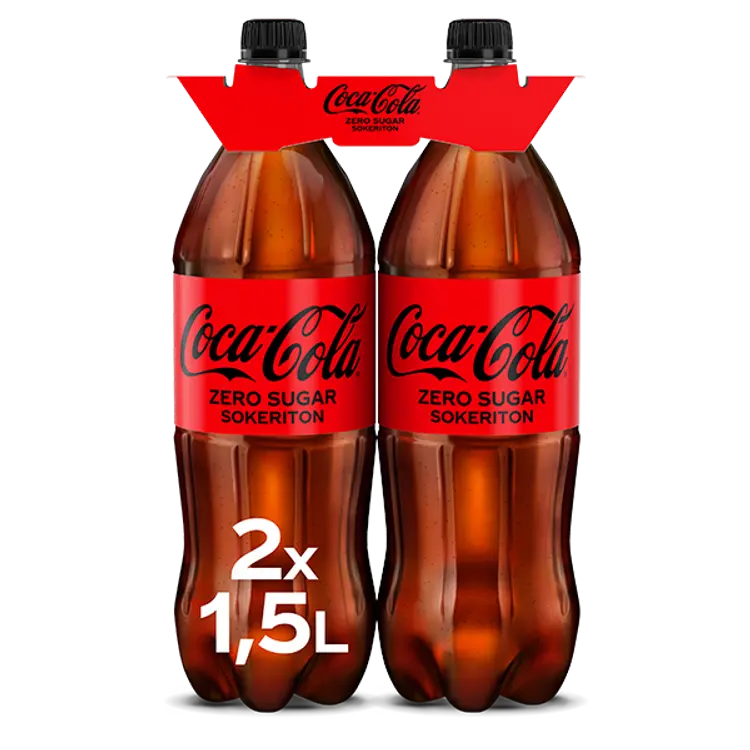 2-pack Coca-Cola Zero Sugar virvoitusjuoma muovipullo 1,5 L