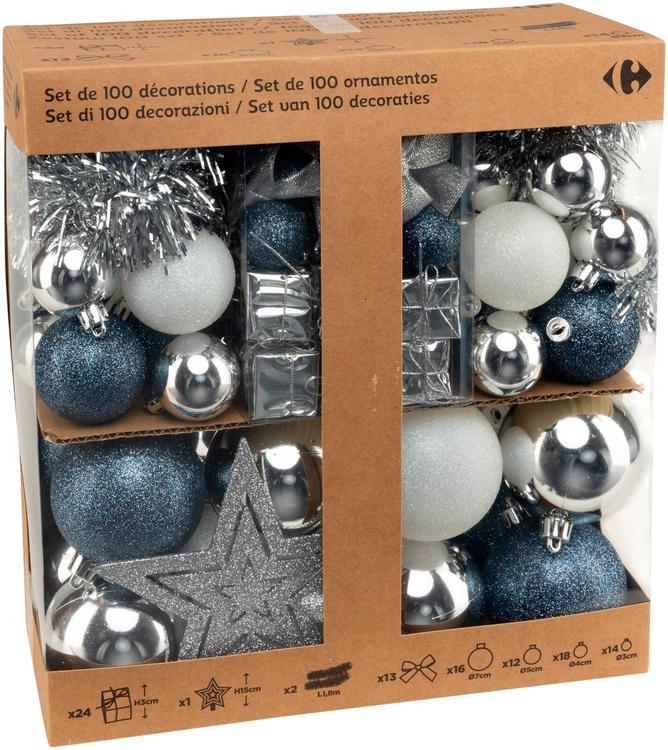 Carrefour joulupallo 100 kpl, sininen