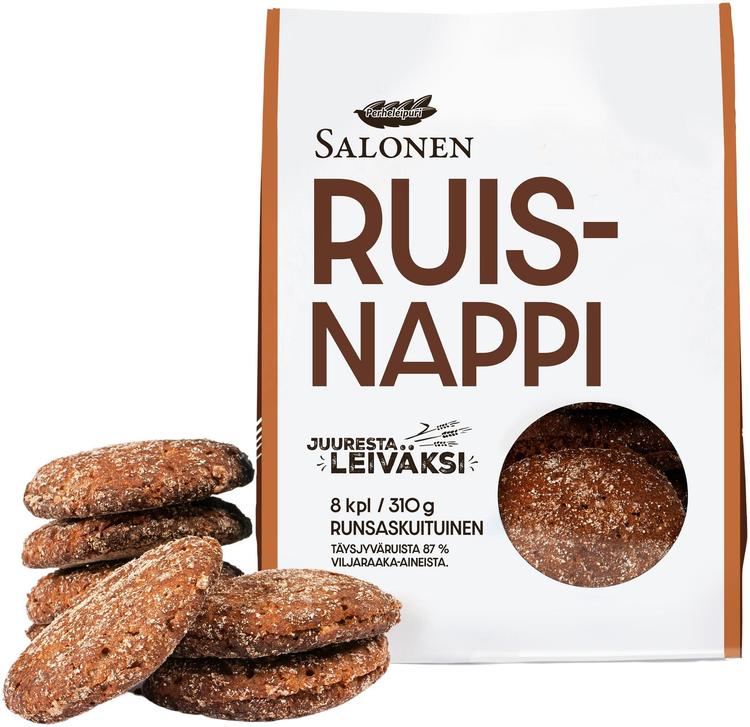 Perheleipuri Salonen Ruisnappi 8/310 g ruisleipä, halkaistu