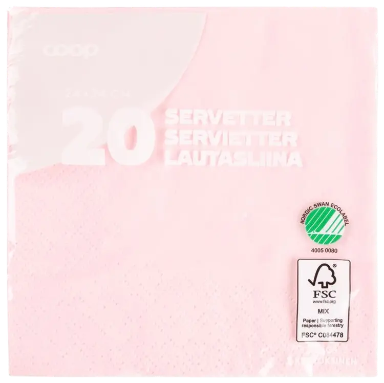 Coop lautasliina pinkki 24x24cm 20kpl
