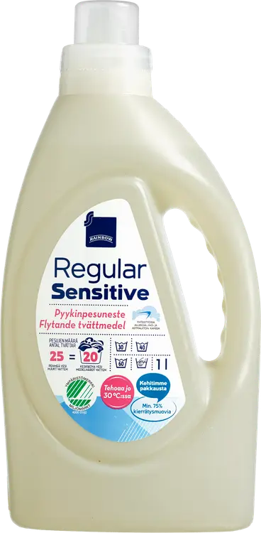 Rainbow Regular Sensitive pyykinpesuneste vaaleille ja monivärisille tekstiileille 1l