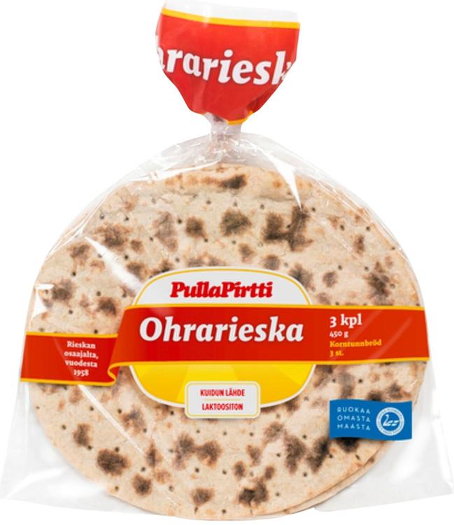 Pulla-Pirtti Ohrarieska 3/450g laktoositon kuitupitoinen ohrarieska