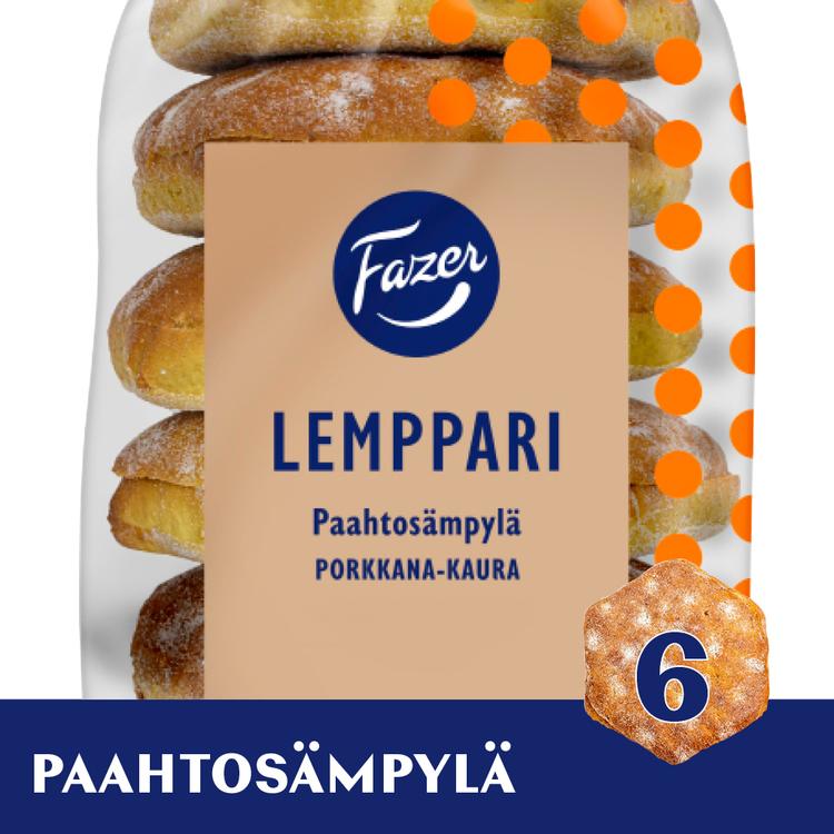 Fazer Lemppari Paahtosämpylä Porkkana-kaura 6kpl 330g, porkkana-moniviljasämpylä