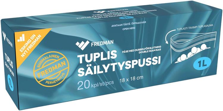 Fredman Tuplis double closing bag 1l 20kpl
