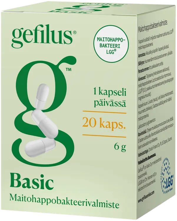 Gefilus Basic kapseli maitohappobakteerivalmiste 20kaps 7g ravintolisä