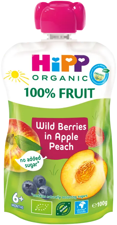 HiPP 100g Luomu Smoothie Omenaa, Persikkaa, Mustikkaa&Vadelmaa 6kk