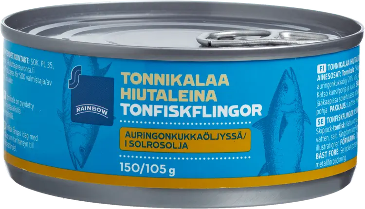 Rainbow 150g/105g tonnikalaa hiutaleina auringonkukkaöljyssä