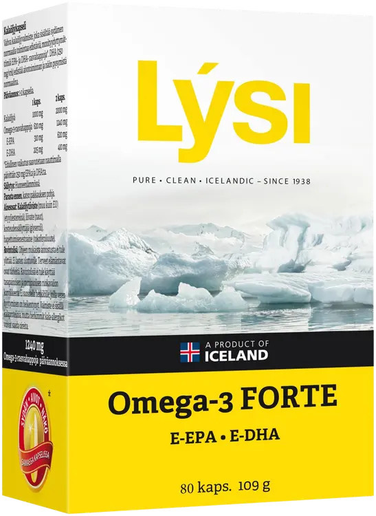 Lysi Omega-3 Forte kalaöljykapseli 80 kaps 109g ravintolisä