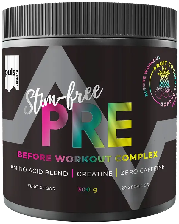 Puls Nutrition Stim-free Pre workout juomajauhe hedelmä cocktail 300g