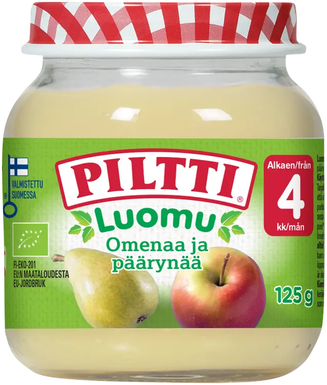 Piltti Luomu 125g Omenaa ja päärynää hedelmäsose 4kk