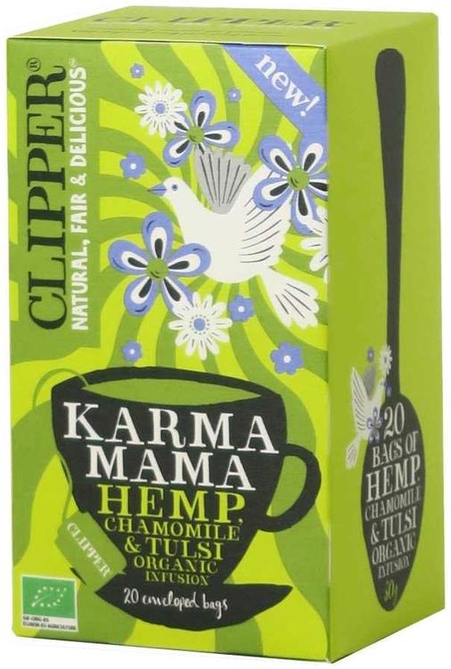 Clipper Karma mama Luomu Pyhäbasilikan-, kamomillan- ja hampunsiemenenmakuinen yrttihauduke 30 g / 20 ps