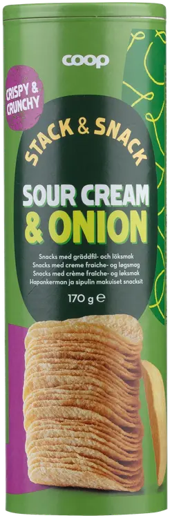 Coop hapankerman ja sipulin makuiset snacksit tuubi 170 g