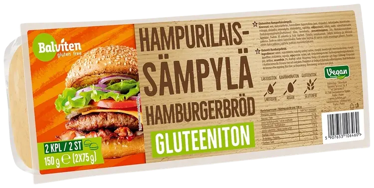 Balviten Gluteeniton hampurilaissämpylä 2 x 75g
