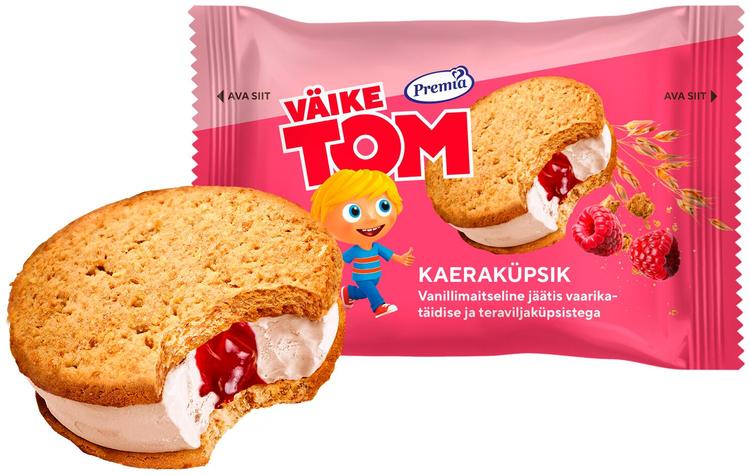 Väike Tom Kaeraküpsik vanilli-jäätis vaarikatäidisega75g/140ml