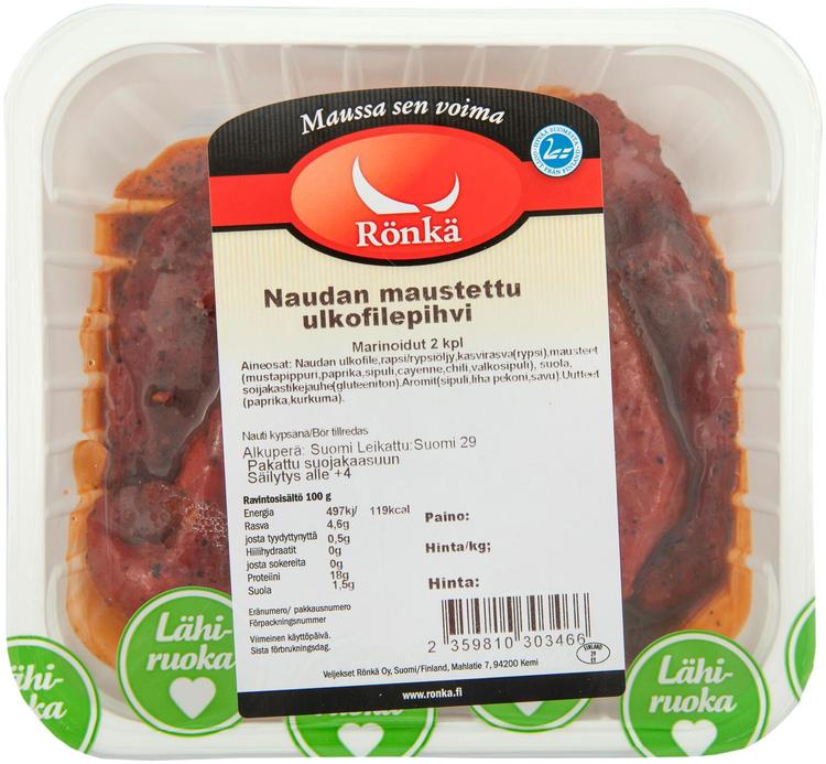 Rönkä Naudan maustettu ulkofilepihvi 2kpl