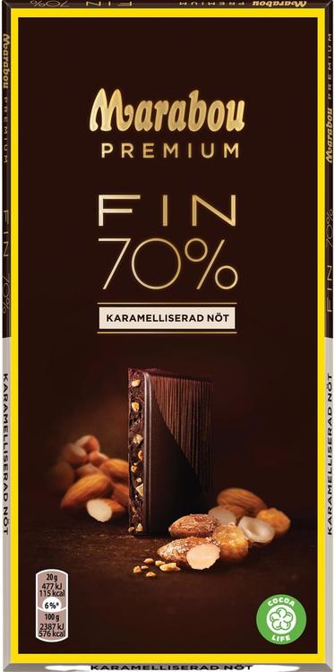 Marabou Premium FIN 70% Karamelliserad nöt suklaalevy 100g