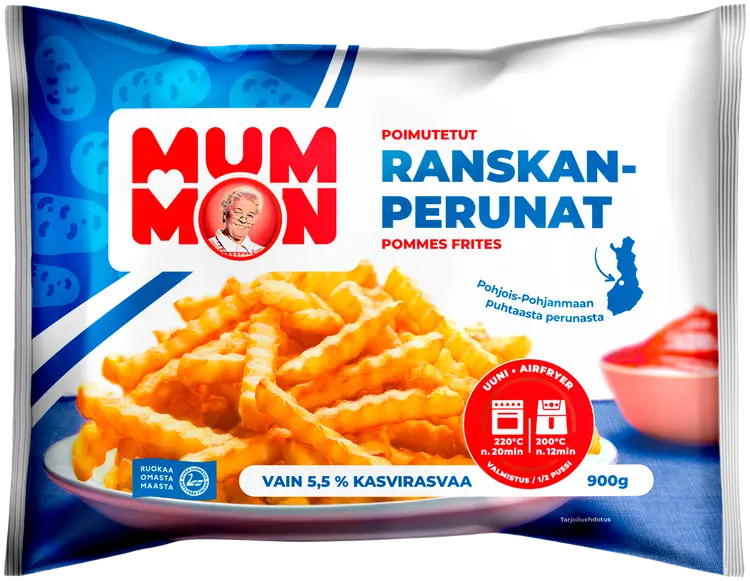 Mummon poimutetut Ranskanperunat 900 g, pakaste