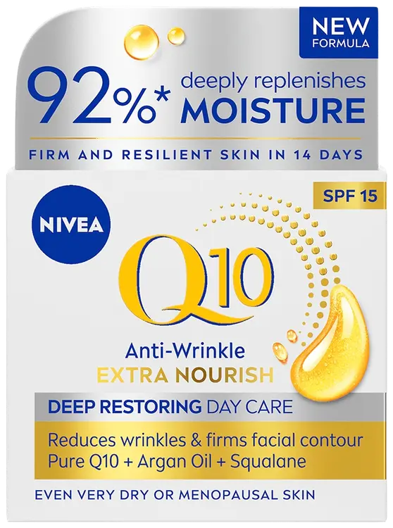 NIVEA 50ml Q10 Anti-Wrinkle Extra Nourish Deep Restoring Day Cream SK15 -päivävoide
