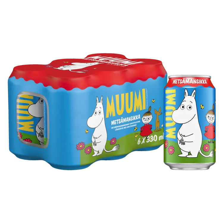 Muumi Metsämansikka virvoitusjuoma tölkki 0,33 L