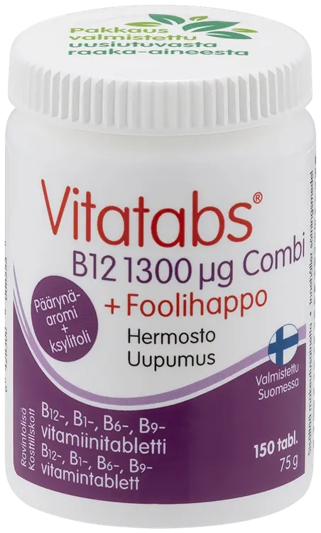 Vitatabs B12 1300 µg Combi + Foolihappo B1-, B6-, B9- vitamiinitabletti 150 tabl.