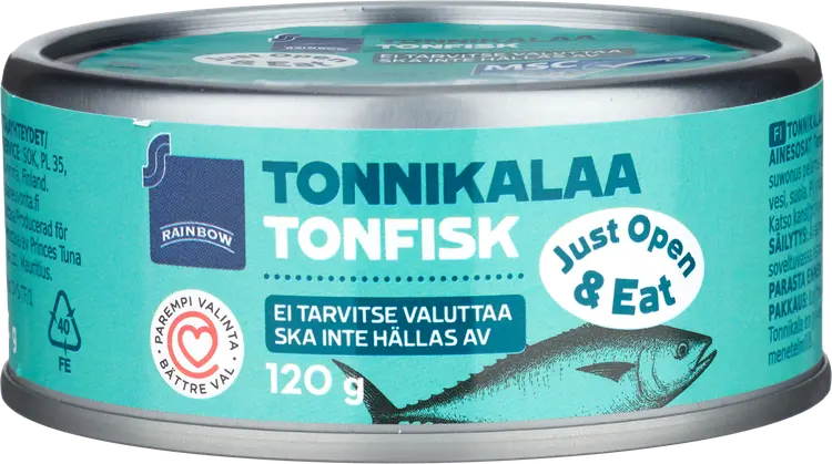 Rainbow tonnikalaa paloina MSC 120g, ei tarvitse valuttaa