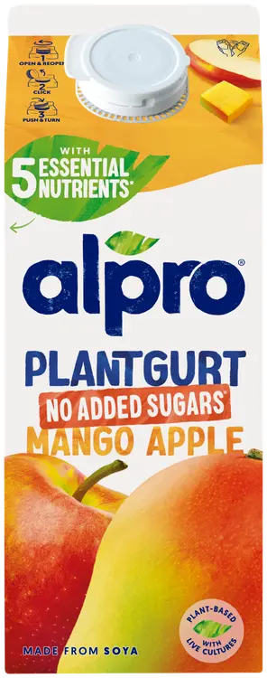 Alpro Plantgurt Hapatettu Soijavalmiste, Mango-Omena, Ei lisättyä Sokeria, 750g