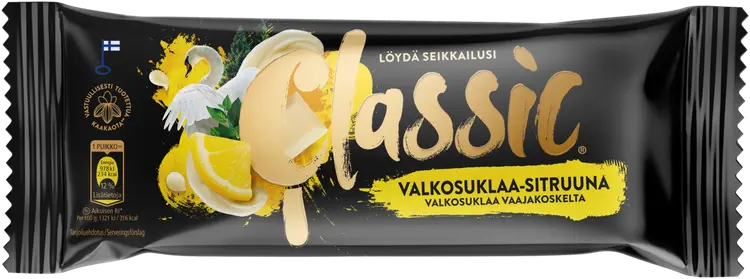 Classic Valkosuklaa-Sitruuna kermajäätelöpuikko 74g/100ml