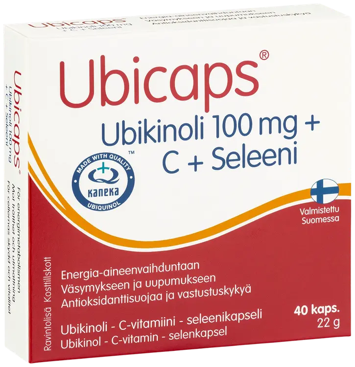 Ubicaps Ubikinoli 100 mg + C + Seleeni Ubikinoli - C-vitamiini - seleenikapseli 40 kaps