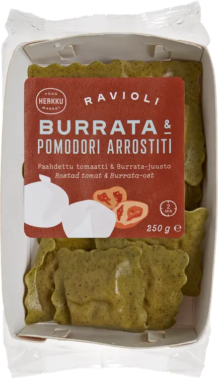 Herkku ravioli paahdettu tomaatti ja burrata-juusto 250 g