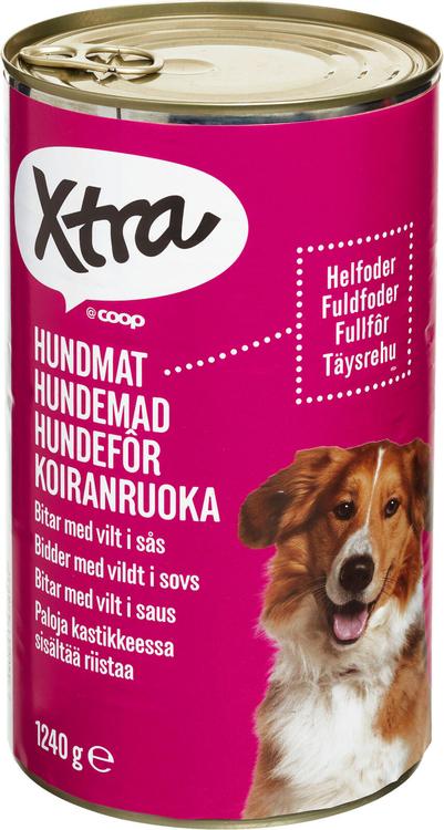 Xtra koiranruoka paloja kastikkeessa, sisältää riistaa 1240 g