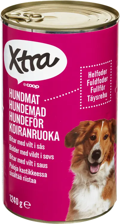 Xtra koiranruoka paloja kastikkeessa, sisältää riistaa 1240 g