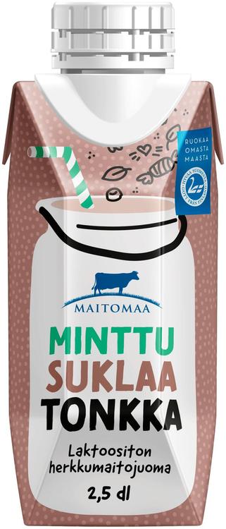 Maitomaa Minttusuklaatonkka UHT 2,5dl, laktoositon minttusuklaan makuinen herkkumaitojuoma