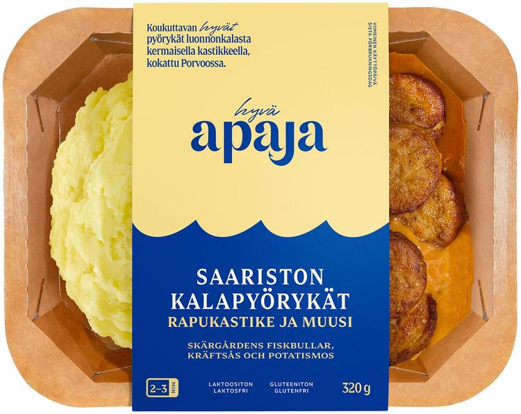 Hyvä Apaja Saariston kalapyörykät, rapukastike ja muusi 320 g