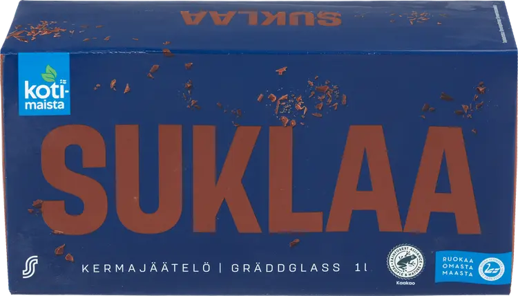Kotimaista suklaa kermajäätelö kotipakkaus 1L/500g