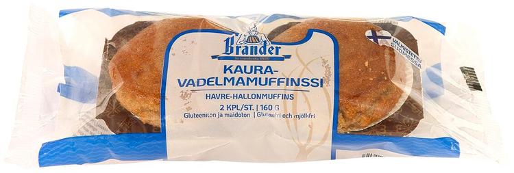 Brander kaura-vadelmamuffinssi gton 2kpl/160g