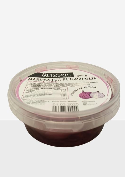 Öljypuu Marinoitua punasipulia 300g