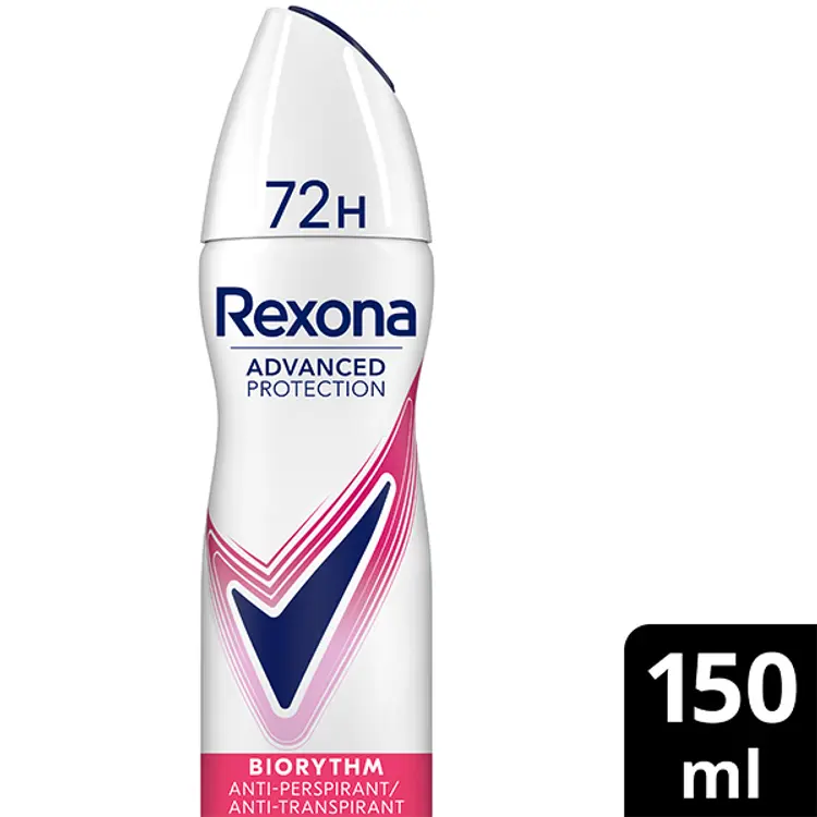 Rexona 72h Advanced Protection Biorythm Antiperspirant Deodorant Spray Tehokas naisille 150 ml