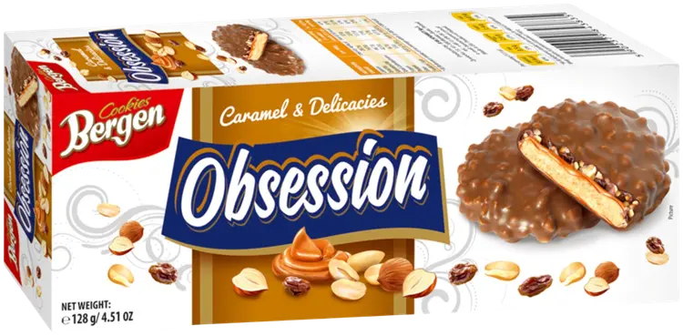 Bergen Obsession suklaakuorrutettu täytekeksi Caramel & Delicacies 128g