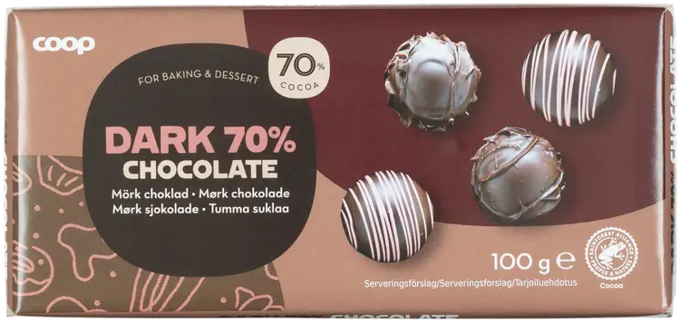 Coop leivontasuklaa 70 % tumma 100 g