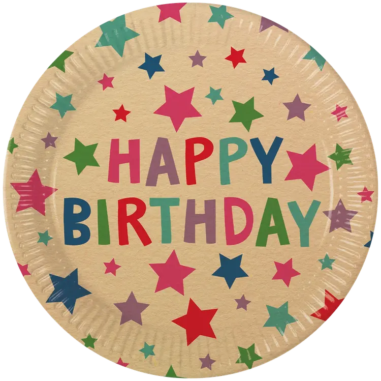 Decorata Party Kraft Happy Birthday with Stars FSC Kraft Paper Paperilautaset Next Generation Iso 23cm