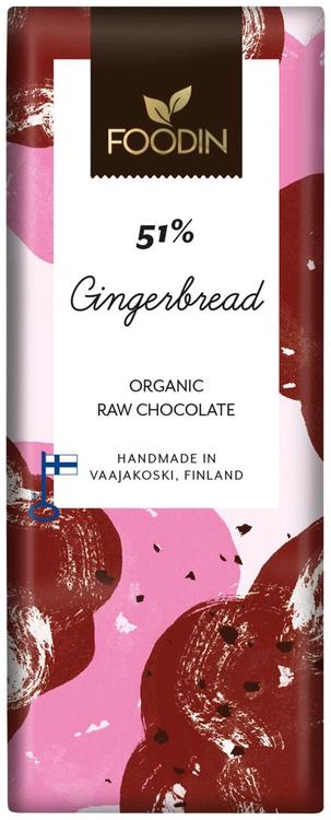 Foodin Raakasuklaa Gingerbread 51% luomu 40g