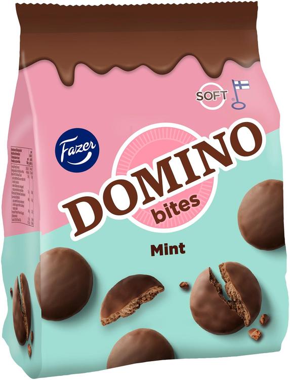 Fazer Domino piimašokolaadiga (33%) kaetud piparmündimaitselised kakaoküpsised, 185g