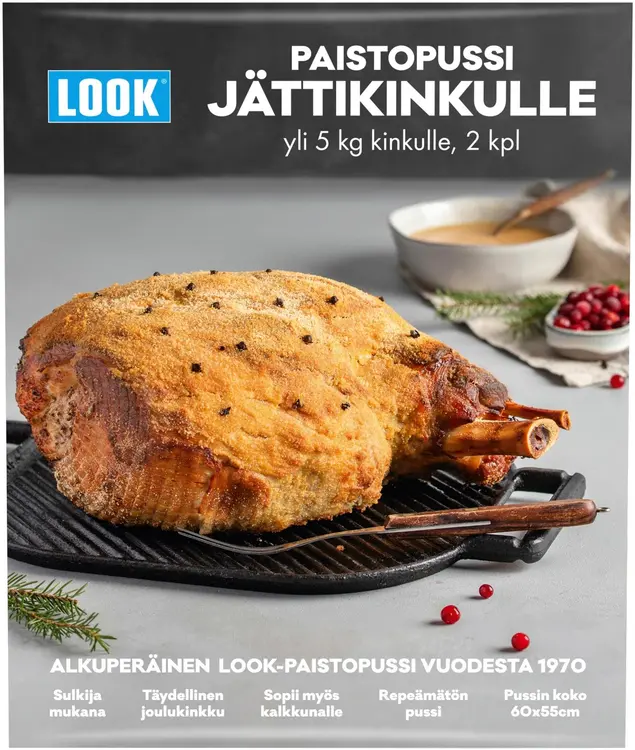 LOOK® paistopussi jättikinkulle 55cmx60cm 2kpl